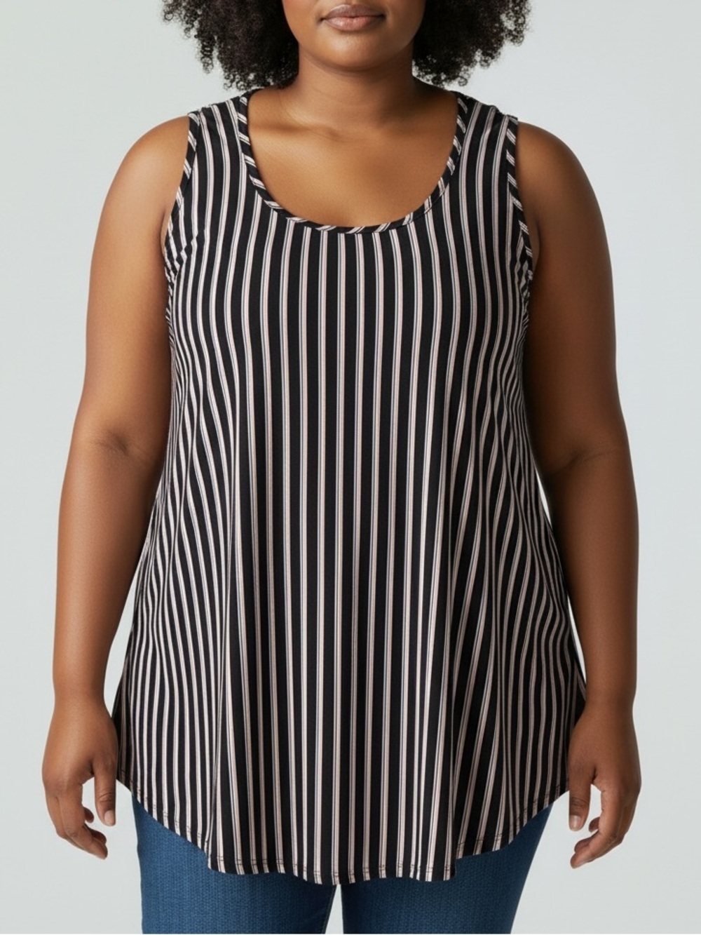 Torrid Size 2X 18-20 Black & Pink Striped Tank Top